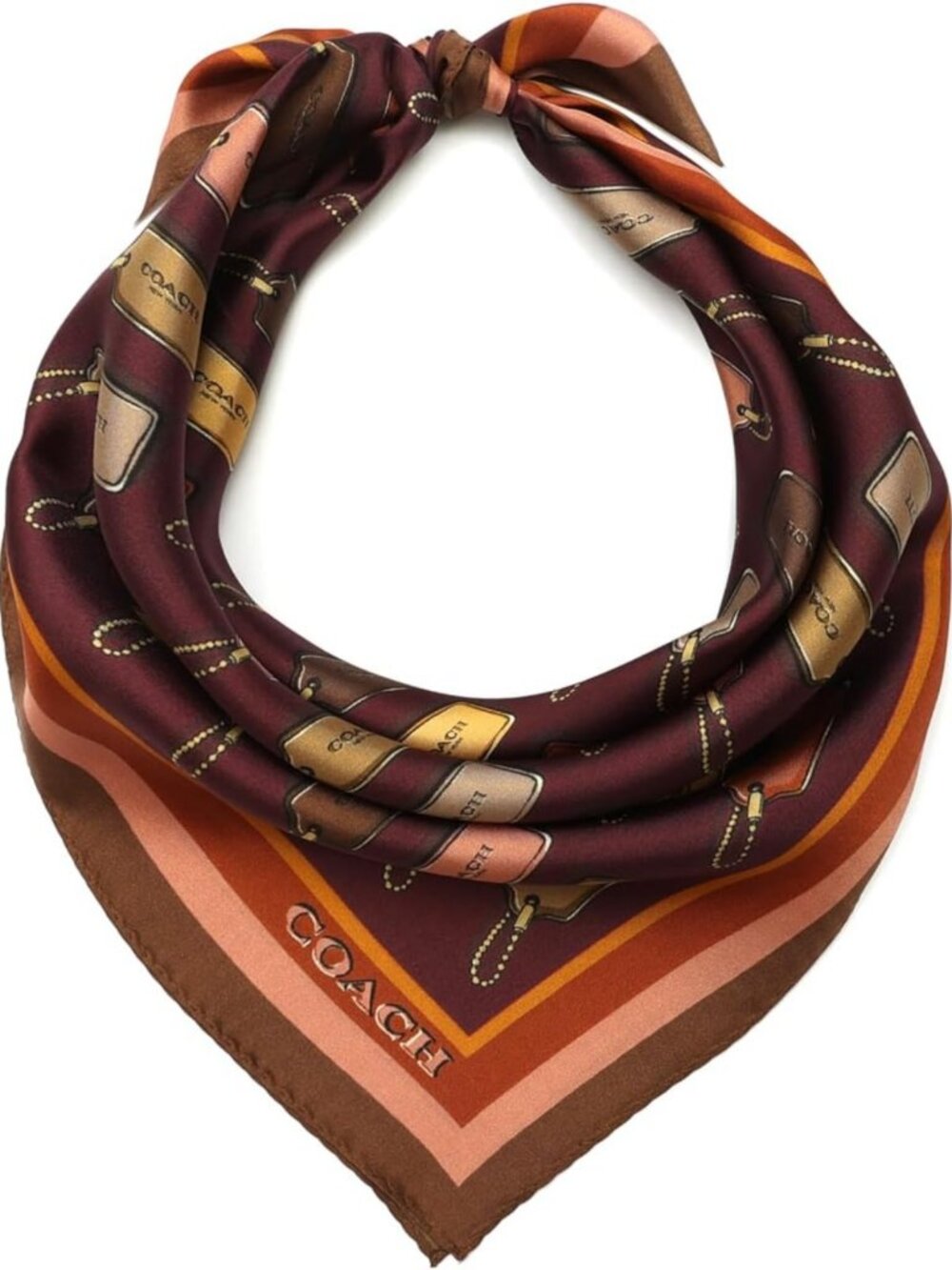 Stylish Women's Leather Hang Tag & Printed Silk Bandana - Chic Accessory